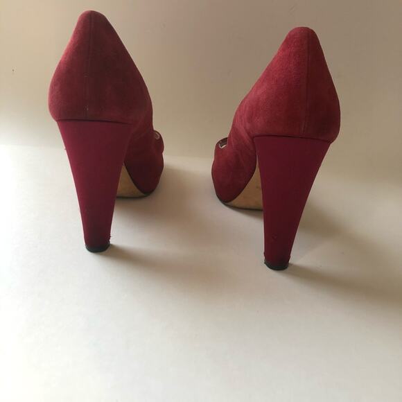 Kate Spade Georgia Pumps Peep Toe Red Suede 7 - Picture 5 of 12